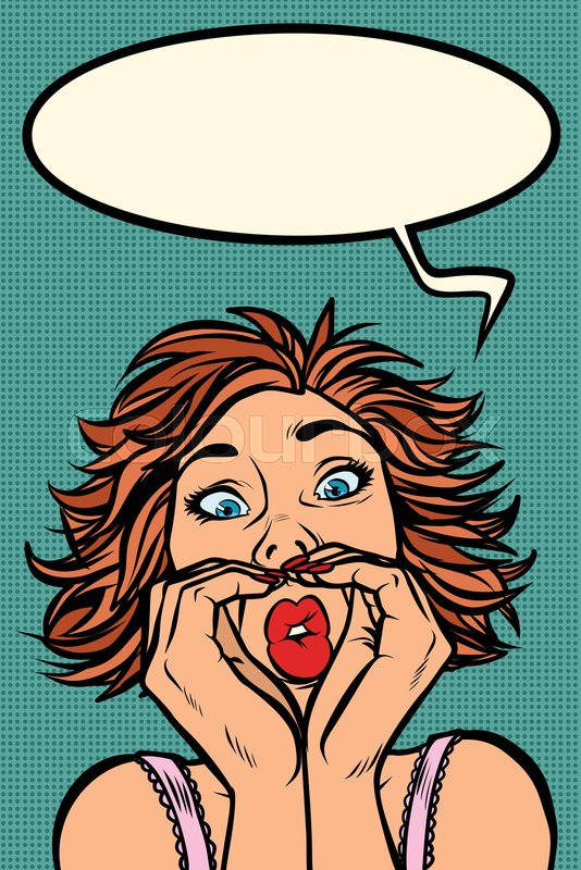 Funny Woman Screams Strange Facial Stock Vector Colourbox