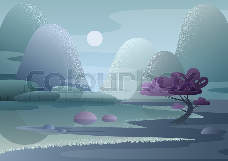 Cartoon Fantasy Foggy Morning Japanese Stock Vector Colourbox