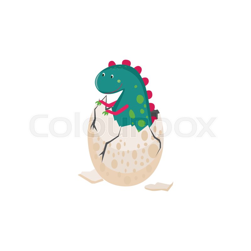 A cute dinosaur hatching from an egg ... | Stock vector | Colourbox