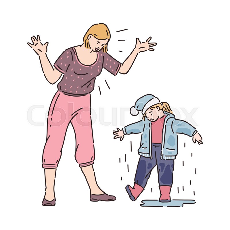Mother Angry At Child For Wet Dirty Stock Vector Colourbox