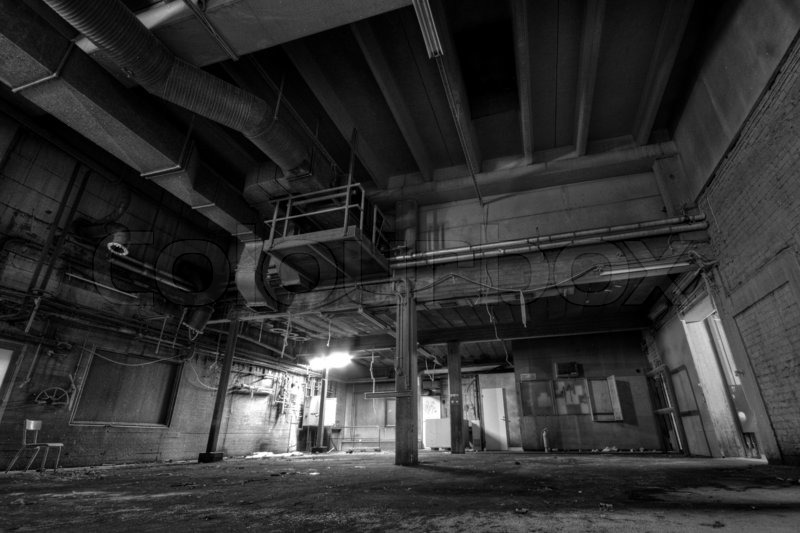 Inside at an abandoned factory's warehouse | Stock Photo | Colourbox