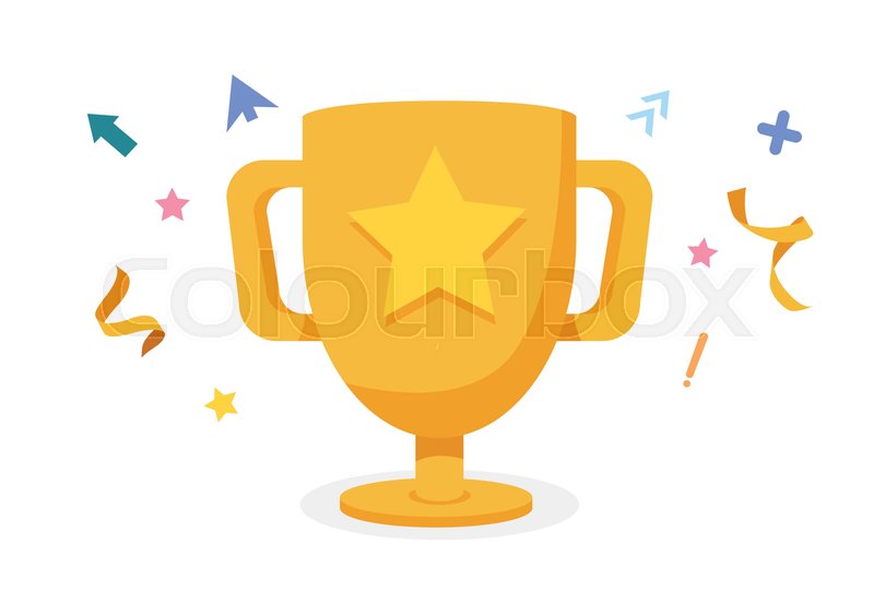 Cartoon Golden Trophy With Confetti Stock Vector Colourbox