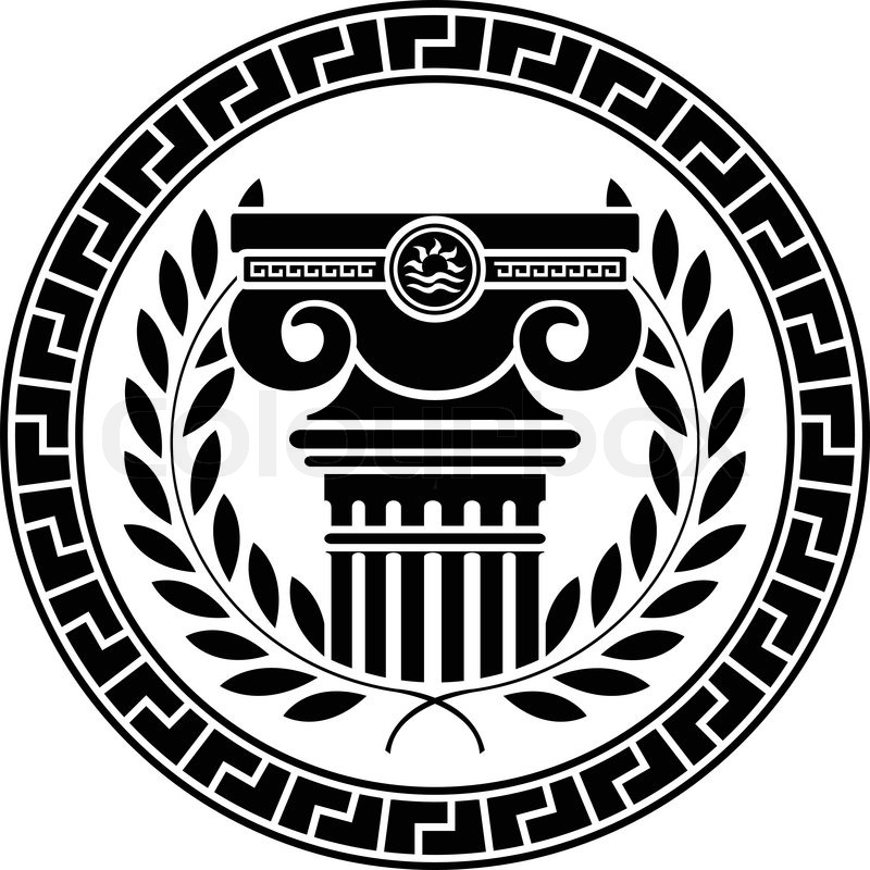 Hellenic column and laurel wreath. | Stock vector | Colourbox