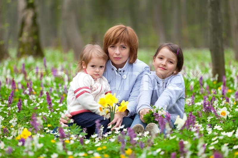 mother and flowers