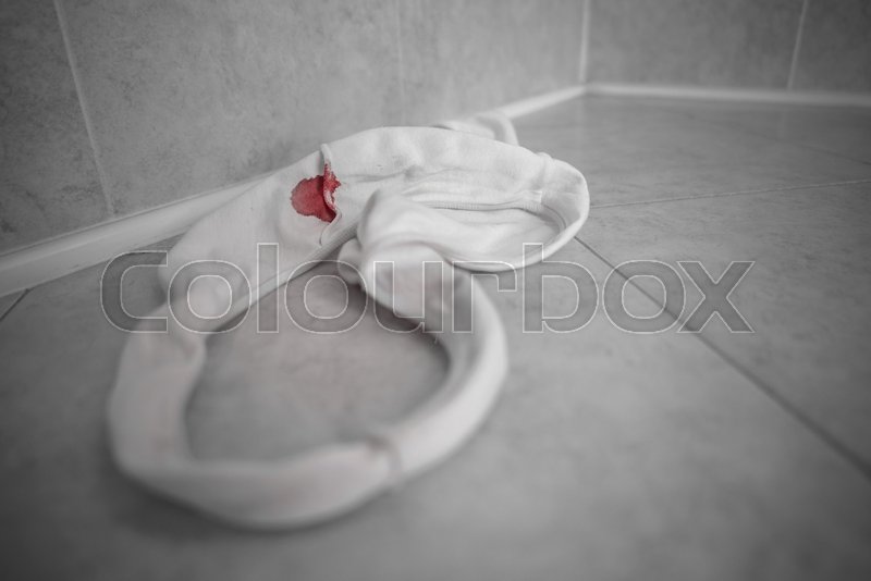 Panties in bloody stain. Beginning of Stock image Colourbox Panties in bloody stain. Beginning of Stock image Colourbox