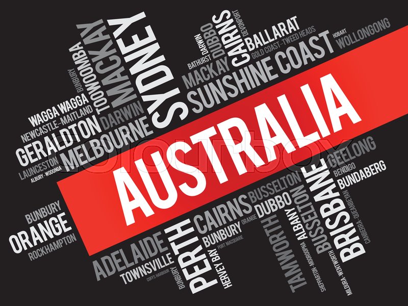 List of cities and towns in Australia, ... | Stock vector | Colourbox