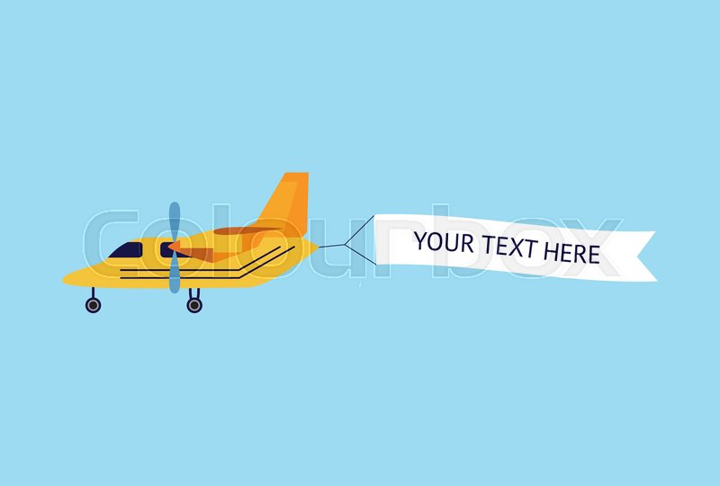 Flying In The Sky Plane With Ribbon Stock Vector Colourbox