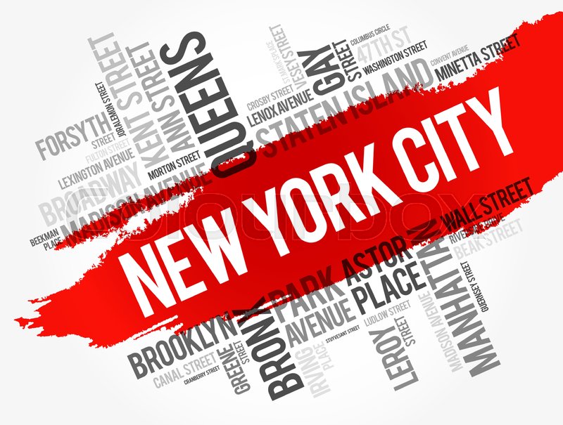 List of streets in New York City, word Stock vector Colourbox