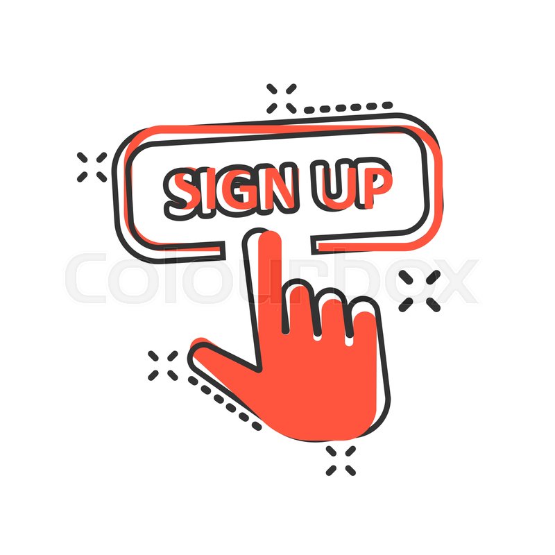 Sign Up Icon In Comic Style Finger Stock Vector Colourbox