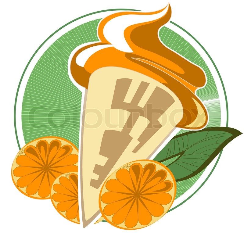 Orange ice cream cone | Stock vector | Colourbox