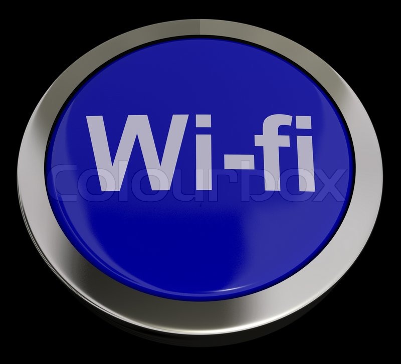 Blue Wifi Button For Hotspot Or Stock Photo Colourbox