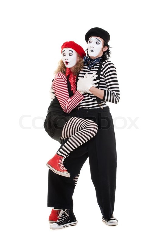 Scared couple of mimes Stock image Colourbox