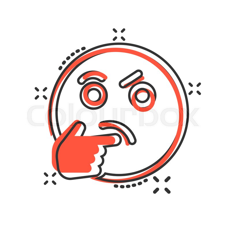 Thinking Face Icon In Comic Style Stock Vector Colourbox