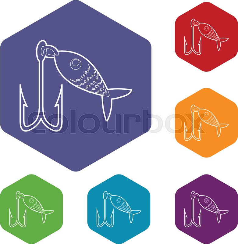 Fishing lure icons vector colorful ... | Stock vector | Colourbox