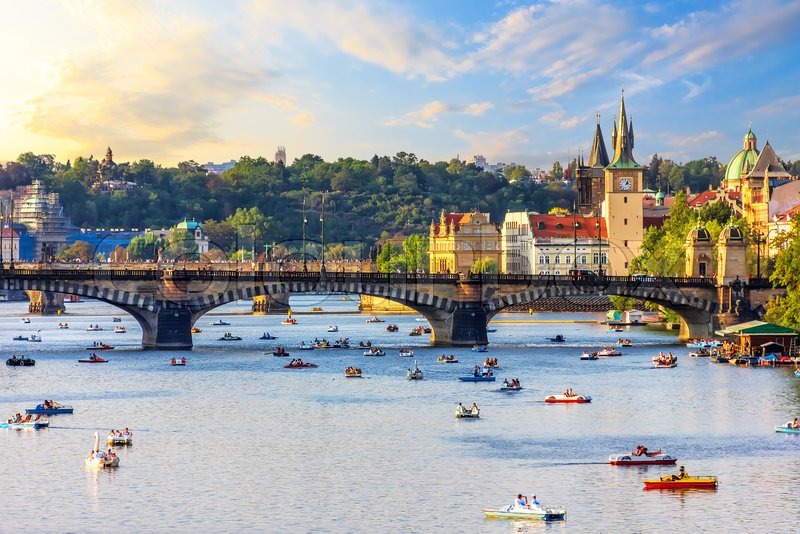 Boating in the centre of Prague near Stock image Colourbox