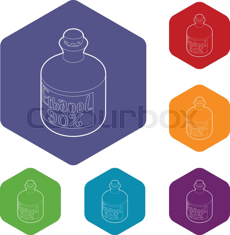 Ethanol in bottle icons vector | Stock vector | Colourbox