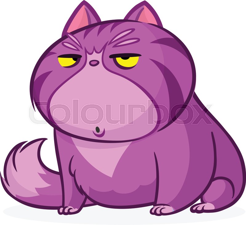 Cartoon pretty purple fat cat. Fat Stock vector Colourbox