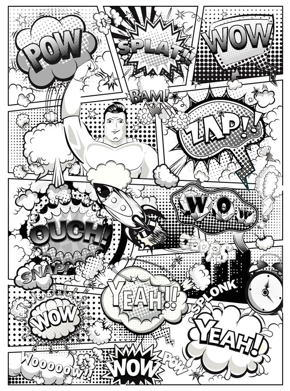 Black and white comic book page ... | Stock vector | Colourbox