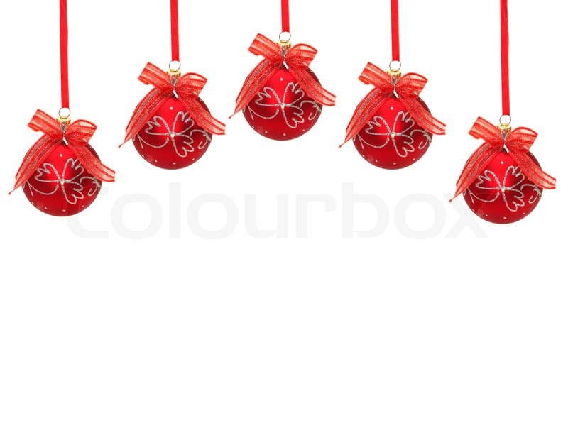 red christmas balls with ribbon and bow isolated on white stock photo colourbox - Red Christmas Balls red christmas balls with ribbon and bow isolated on white stock photo colourbox - Red Christmas Balls