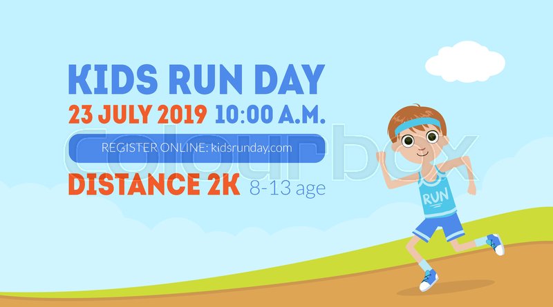 Kids Run Day Banner Template With Stock Vector Colourbox