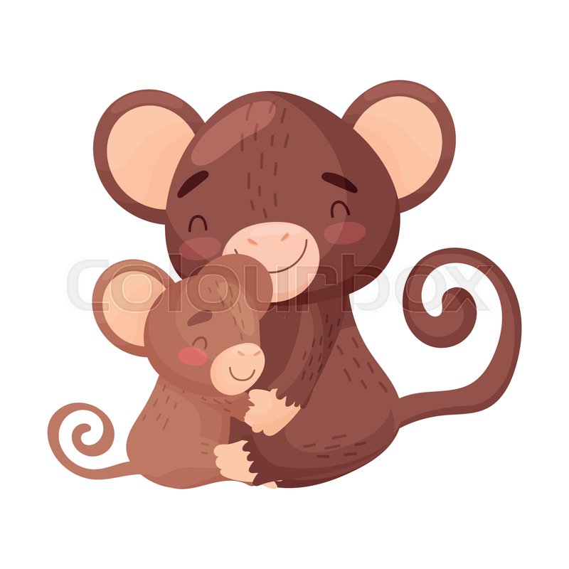 Monkey Mom Hugs The Baby Vector Stock Vector Colourbox