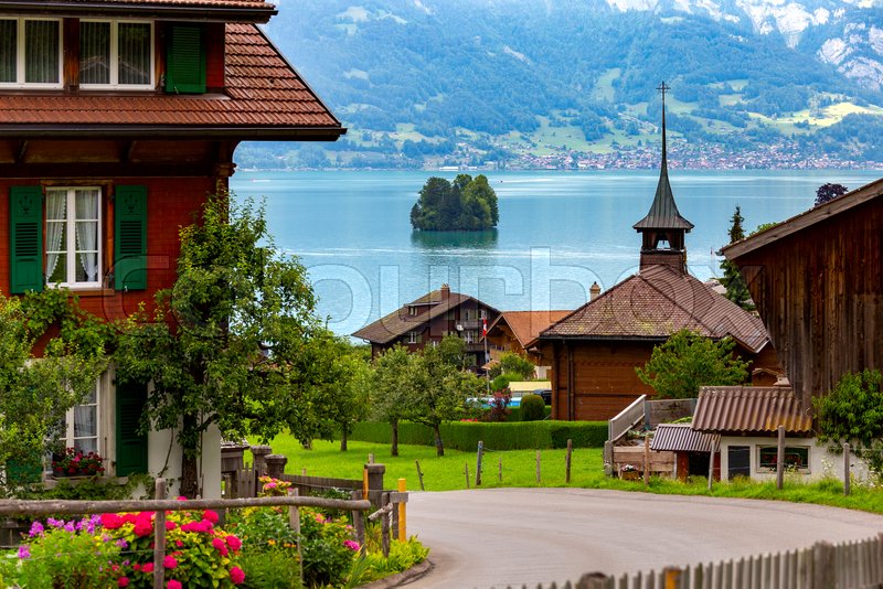 The Traditional Swiss Village Of Stock Image Colourbox