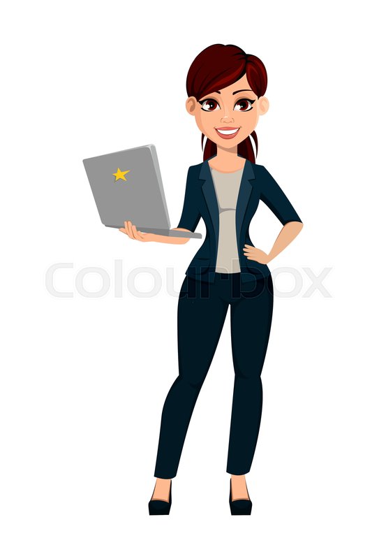 Young Beautiful Business Woman Holds Stock Vector Colourbox