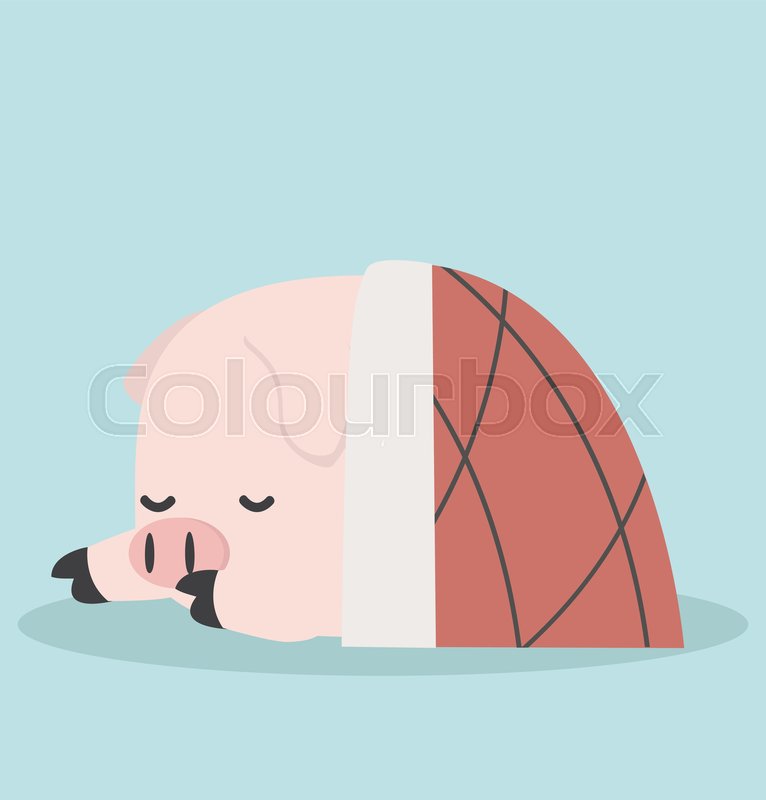 Cute Sleeping little Pig in blanket Stock vector Colourbox