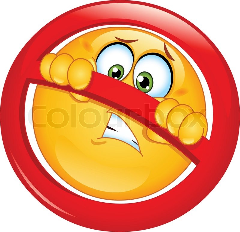Emoticon behind a not allowed sign | Stock Vector | Colourbox
