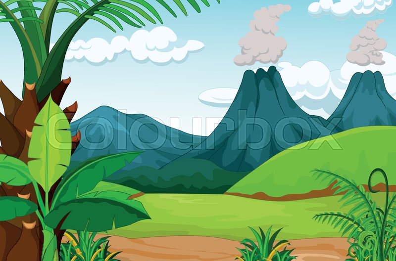 Funny Landscape Mountain Cartoon For Stock Vector Colourbox