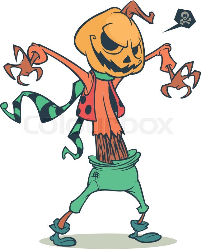Cartoon Pumpkin Head Scarecrow Vector Stock Vector Colourbox