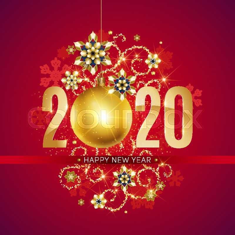 2020 Happy New Year Gold Greeting Stock Vector Colourbox