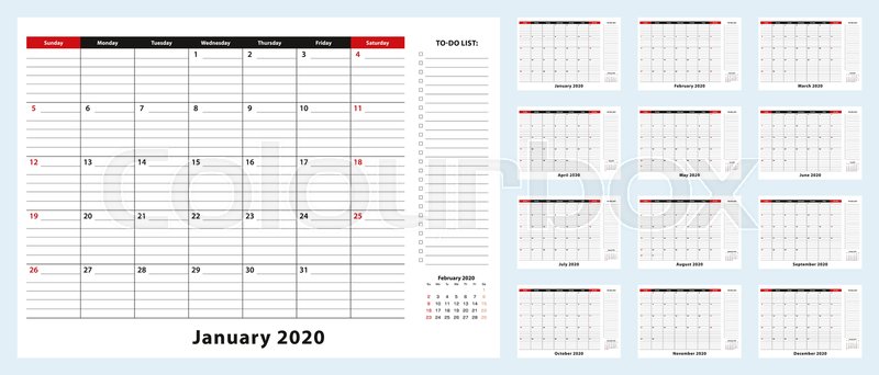 Vector Monthly Desk Pad Calendar Stock Vector Colourbox