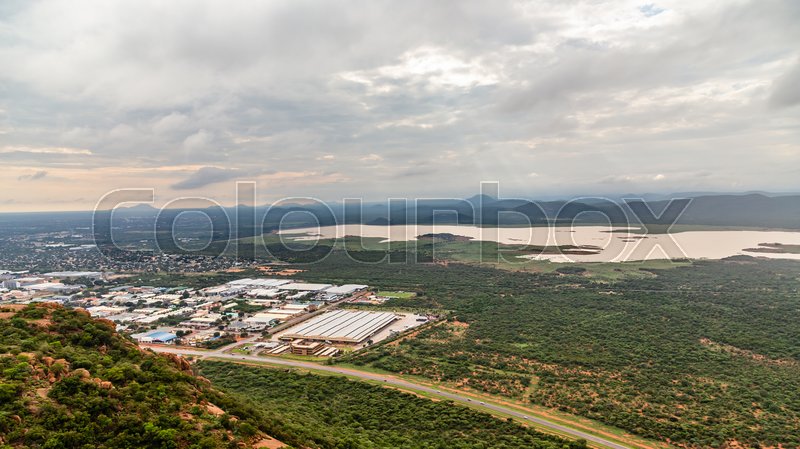 Aerial view of suburbs of Gaborone city | Stock image | Colourbox