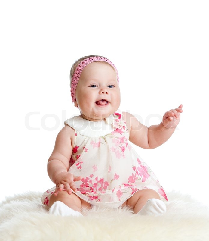 cute baby girl sitting and smiling stock image colourbox cute baby sitting