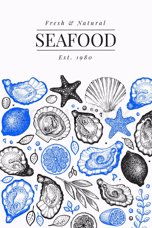 Oysters And Spices Design Template Stock Vector Colourbox
