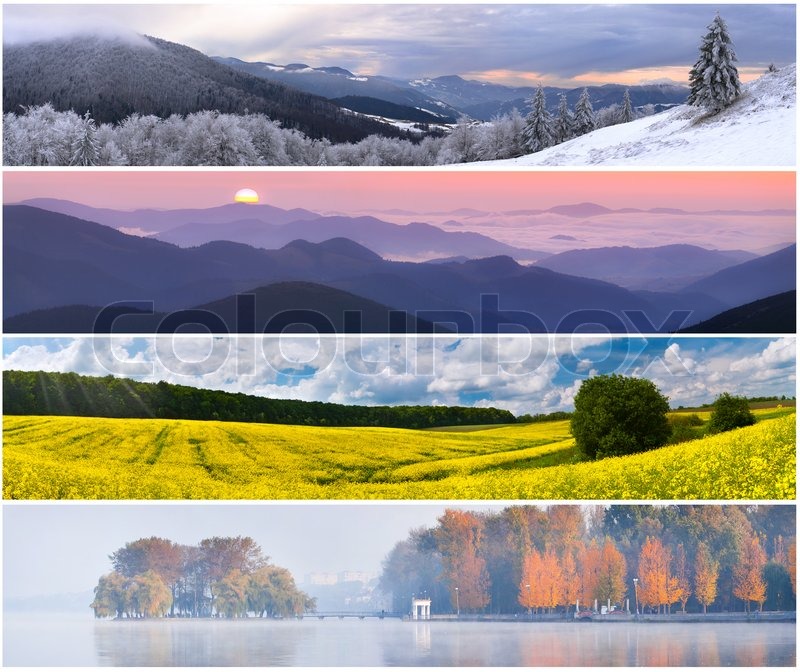 Set of the 4 seasons landscape for banners | Stock Photo | Colourbox