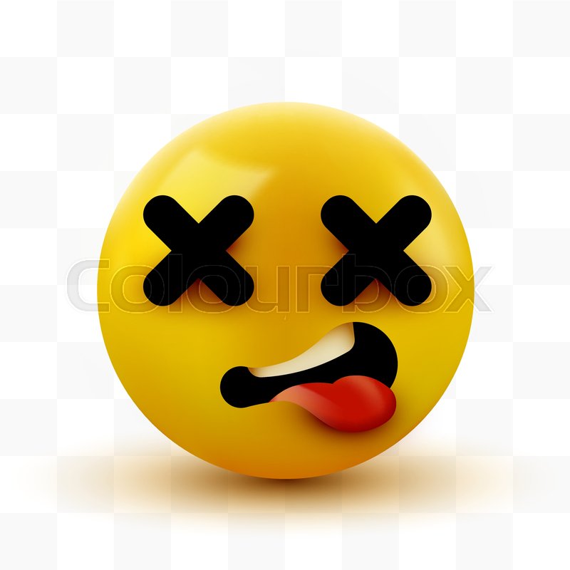 Dead face emoji. Cross eyes emoticon Stock vector Colourbox