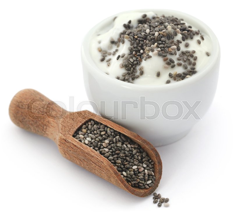 Yogurt with chia seeds a healthy Stock image Colourbox