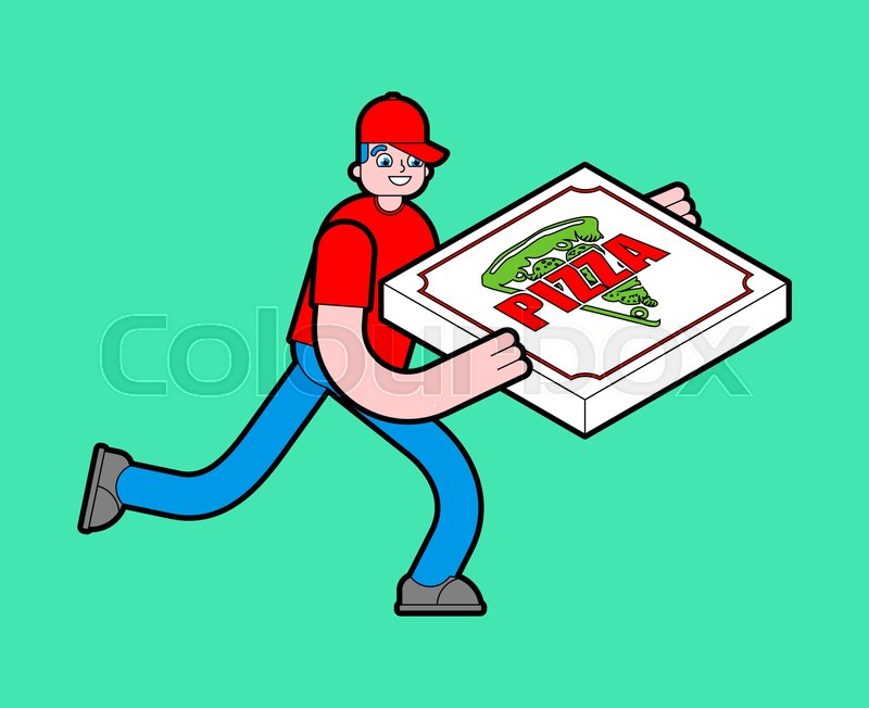 Pizza Delivery Run Isolated Man Runs Stock Vector Colourbox
