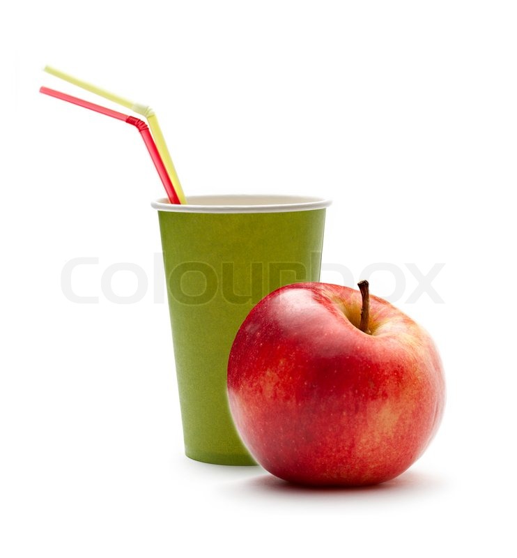 paper cup with straws and apple stock photo colourbox paper cup with straws and apple stock photo colourbox