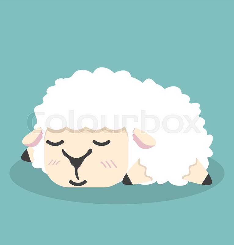 Cute white little sheep sleep vector Stock vector Colourbox