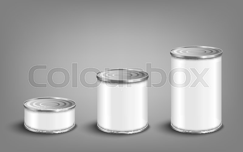 Set of various sizes food tin cans - ... | Stock vector | Colourbox