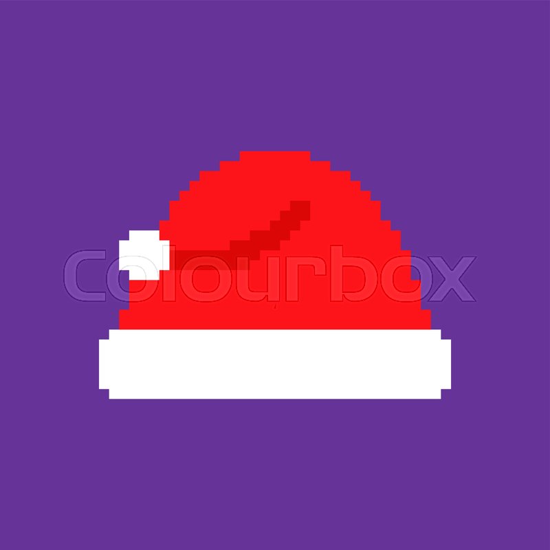 Santa Hat Pixel Art Red Cap 8 Bit Stock Vector Colourbox