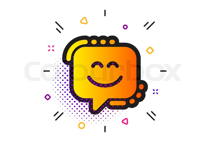 Happy Emoticon Chat Sign Halftone Stock Vector Colourbox