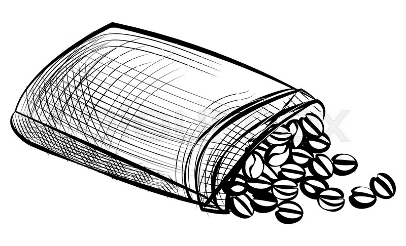 Full Sack Of Coffee Beans Drawing Stock Vector Colourbox