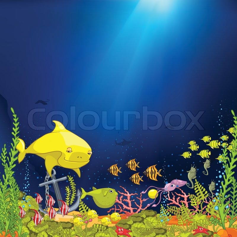 coral reef with alga and fish vector stock vector colourbox