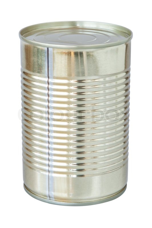 The closed tin cans On a white background Stock Photo Colourbox