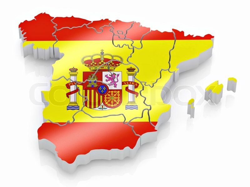 Map of Spain in Spanish flag colors Stock image Colourbox