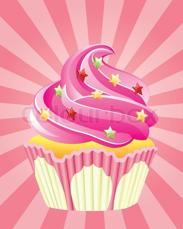 Vector Pink Cupcake With Sprinkles On Vector Pink Cupcake With Sprinkles On